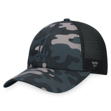 Adult Men's Los Angeles Dodgers Fanatics Branded Camo Trucker Adjustable Hat - Black