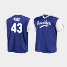Los Angeles Dodgers #43 Edwin Rios Replica Cooperstown Collection Men's Jersey - Royal White