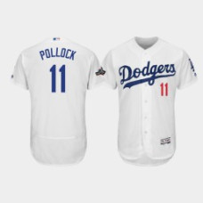 Men's Los Angeles Dodgers #11 A.J. Pollock White 2019 Postseason Authentic Home Flex Base Jersey