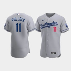 Men's Los Angeles Dodgers #11 A.J. Pollock Gray Authentic 2020 Road Jersey