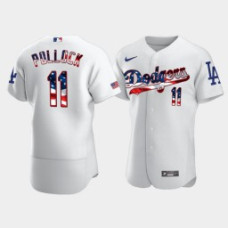 Men's Los Angeles Dodgers #11 A.J. Pollock White 4th of July 2020 Stars & Stripes Jersey