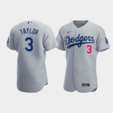 Men's Los Angeles Dodgers #3 Chris Taylor Gray Authentic 2020 Alternate Jersey