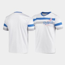 Men's Los Angeles Dodgers White Cooperstown Collection V-Neck Jersey