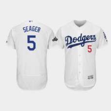 Men's Los Angeles Dodgers #5 Corey Seager White 2019 Postseason Authentic Home Flex Base Jersey