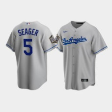 Men's Los Angeles Dodgers #5 Corey Seager Gray 2020 World Series Nike Replica Road Jersey