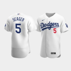 Men's Los Angeles Dodgers #5 Corey Seager White Authentic Nike Home Player Jersey