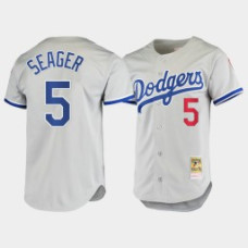 Men's Los Angeles Dodgers #5 Corey Seager Gray 1981 Cooperstown Collection Authentic Jersey
