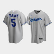 Men's Los Angeles Dodgers #5 Corey Seager Gray Replica Nike Road Jersey