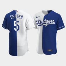 Men's Los Angeles Dodgers Corey Seager #5 Royal Color Split Nike Authentic Jersey