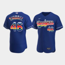 #46 Craig Kimbrel Los Angeles Dodgers Men's Royal On-Field 2022 Pride Month Edition Jersey
