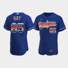 #85 Dustin May Los Angeles Dodgers Men's Royal On-Field 2022 Pride Month Edition Jersey