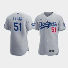 Men's Los Angeles Dodgers Dylan Floro Gray 2020 World Series Champions Alternate Authentic Jersey