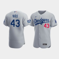 Men's Los Angeles Dodgers Edwin Rios Gray 2020 World Series Champions Alternate Authentic Jersey