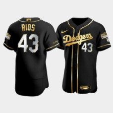 Men's Los Angeles Dodgers Edwin Rios Black 2020 World Series Champions Authentic Golden Limited Jersey