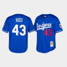 Los Angeles Dodgers Edwin Rios Men's Royal Mesh Batting Practice Cooperstown Collection Jersey