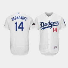Men's Los Angeles Dodgers #14 Enrique Hernandez White 2019 Postseason Authentic Home Flex Base Jersey