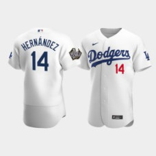 Men's Los Angeles Dodgers #14 Enrique Hernandez White 2020 World Series Nike Authentic Jersey