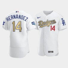 Men's Los Angeles Dodgers Enrique Hernandez White 2021 Gold Program Authentic Patch Jersey