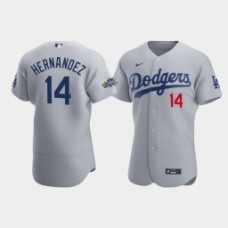 Men's Los Angeles Dodgers #14 Enrique Hernandez Gray Authentic Patch 2020 Alternate Jersey