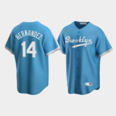 Men's Los Angeles Dodgers Enrique Hernandez #14 Light Blue Cooperstown Collection Alternate Jersey
