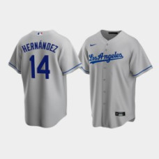 Men's Los Angeles Dodgers #14 Enrique Hernandez Gray Replica Nike Road Jersey