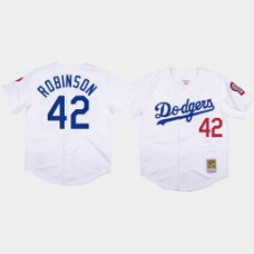 Men's Los Angeles Dodgers #42 Jackie Robinson White 1981 Authentic Jersey