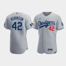 Men's Los Angeles Dodgers Jackie Robinson Gray Alternate Authentic Jersey - Jackie Robinson 75th Anniversary