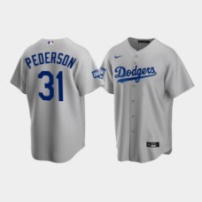 Men's Los Angeles Dodgers Joc Pederson Gray 2020 World Series Champions Alternate Replica Jersey