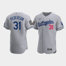 Men's Los Angeles Dodgers Joc Pederson Gray 2020 World Series Road Authentic Jersey