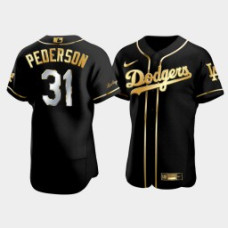 Men's Los Angeles Dodgers Joc Pederson #31 Black Golden Edition Authentic Jersey