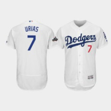 Men's Los Angeles Dodgers #7 Julio Urias White 2019 Postseason Authentic Home Flex Base Jersey