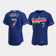#7 Julio Urias Los Angeles Dodgers Men's Royal On-Field 2022 Pride Month Edition Jersey
