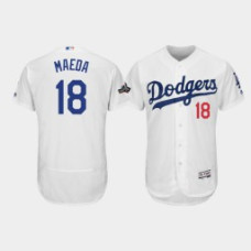 Men's Los Angeles Dodgers #18 Kenta Maeda White 2019 Postseason Authentic Home Flex Base Jersey