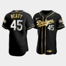 Men's Los Angeles Dodgers Matt Beaty Black 2020 World Series Champions Authentic Golden Limited Jersey