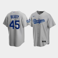 Men's Los Angeles Dodgers Matt Beaty Gray 2020 World Series Champions Alternate Replica Jersey