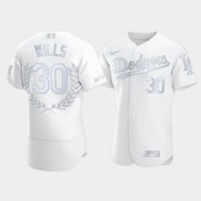 Men's Los Angeles Dodgers Maury Wills #30 White Awards Collection NL MVP Jersey