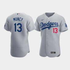 Men's Los Angeles Dodgers #13 Max Muncy Gray Authentic 2020 Alternate Jersey