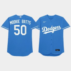 Men's Los Angeles Dodgers #50 Mookie Betts 2021 MLB Players Weekend Nickname Blue Jersey