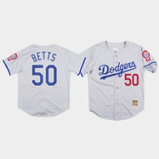 Men's Los Angeles Dodgers #50 Mookie Betts Gray 1981 Authentic Jersey