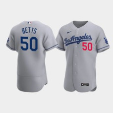 Men's Los Angeles Dodgers #50 Mookie Betts Gray Authentic 2020 Road Jersey