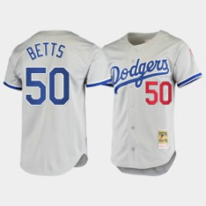 Men's Los Angeles Dodgers #50 Mookie Betts Gray 1981 Cooperstown Collection Authentic Jersey