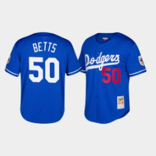 Men's Los Angeles Dodgers #50 Mookie Betts Cooperstown Collection Mesh Batting Practice Royal Jersey