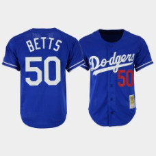 Men's Los Angeles Dodgers #50 Mookie Betts Royal Cooperstown Collection Mesh Batting Practice Jersey