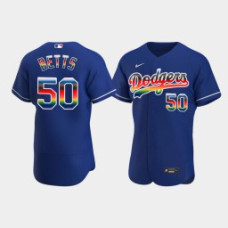 #50 Mookie Betts Los Angeles Dodgers Men's Royal On-Field 2022 Pride Month Edition Jersey