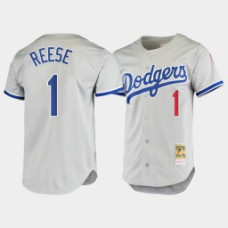 Men's Los Angeles Dodgers #1 Pee Wee Reese Gray 1981 Cooperstown Collection Authentic Jersey