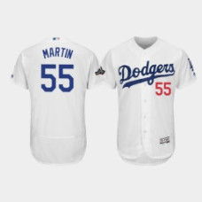 Men's Los Angeles Dodgers #55 Russell Martin White 2019 Postseason Authentic Home Flex Base Jersey