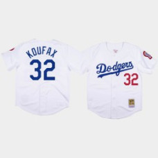 Men's Los Angeles Dodgers #32 Sandy Koufax White 1981 Authentic Jersey