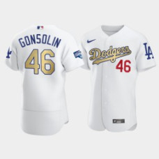 Men's Los Angeles Dodgers Tony Gonsolin White 2021 Gold Program Authentic Patch Jersey