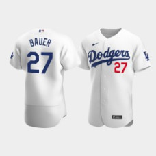 Men's Los Angeles Dodgers #27 Trevor Bauer White Authentic Nike Home Player Jersey