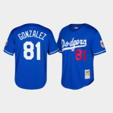 Men's Los Angeles Dodgers #81 Victor Gonzalez Cooperstown Collection Mesh Batting Practice Royal Jersey